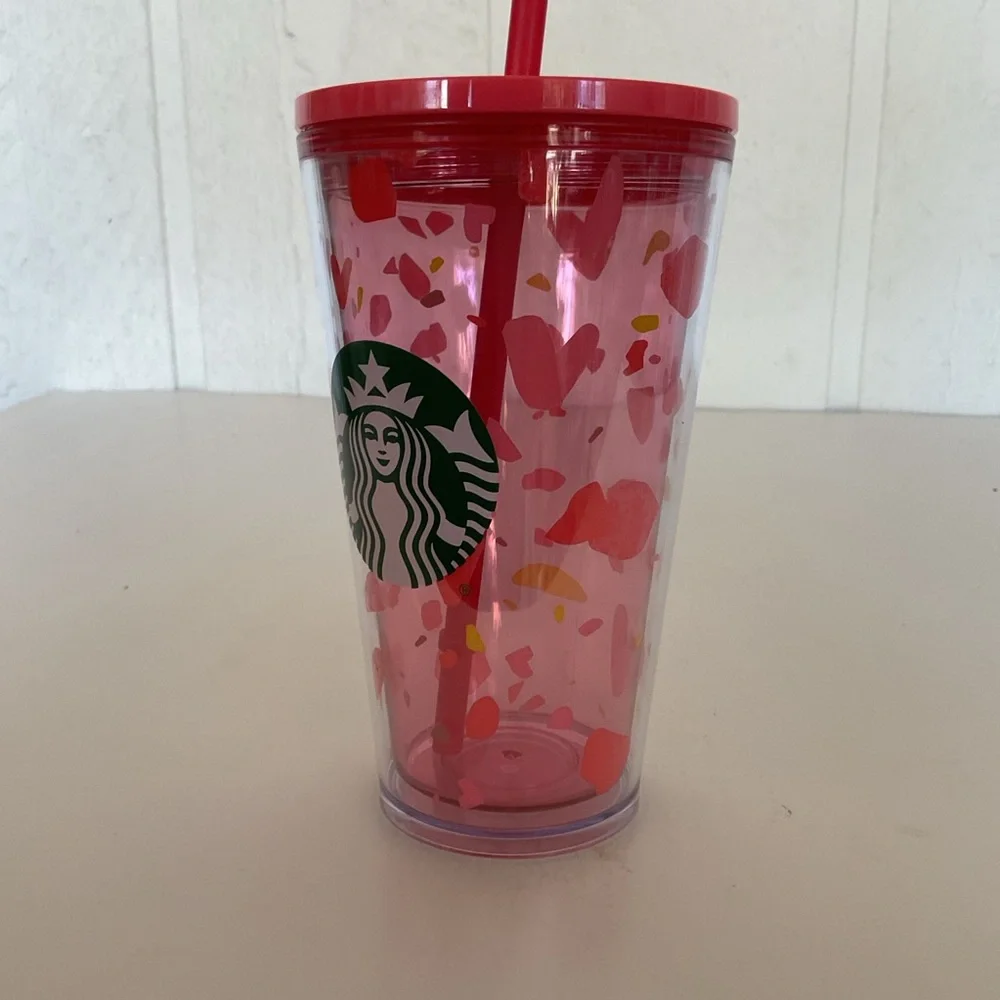 Starbucks 2020 NWT Valentines Day Pink Heart Cold Cup Tumbler 16 ounce